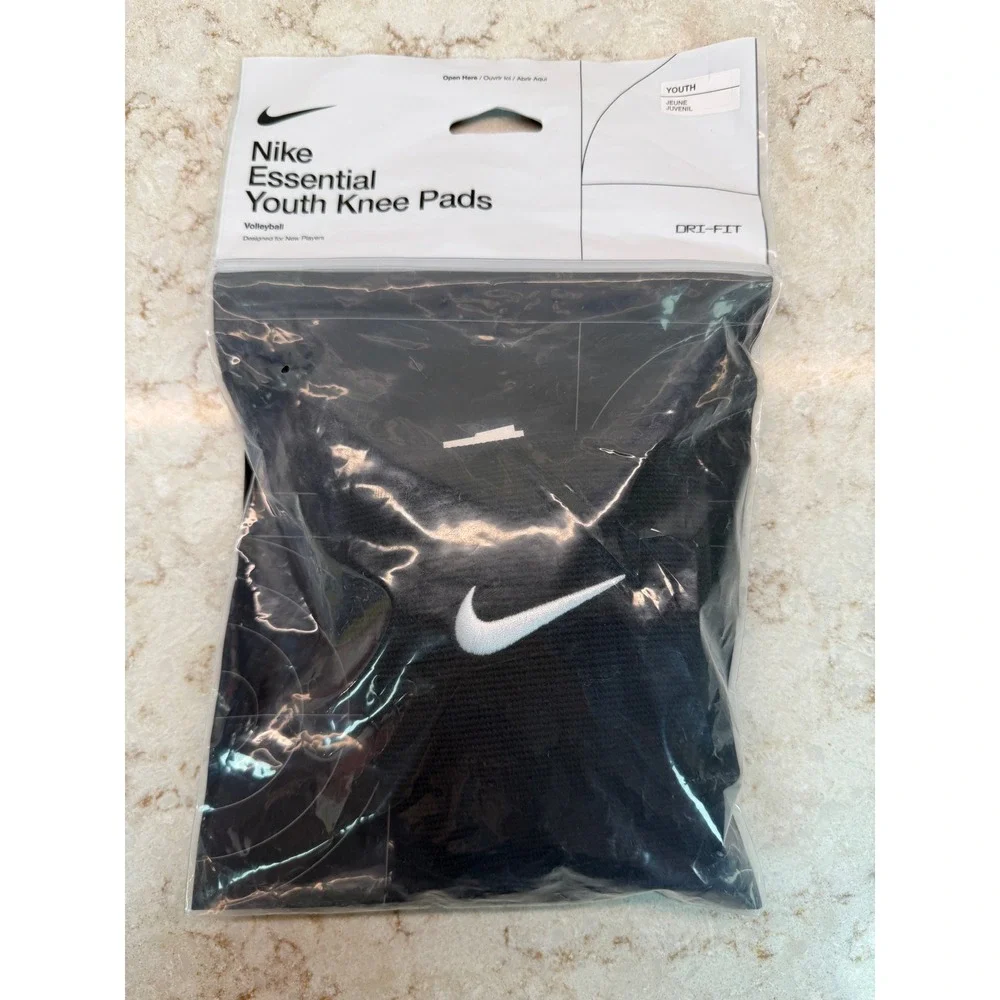 Nike Essential Youth Knee Pads Black Volleyball Dri-FIT Protective Gear NWT